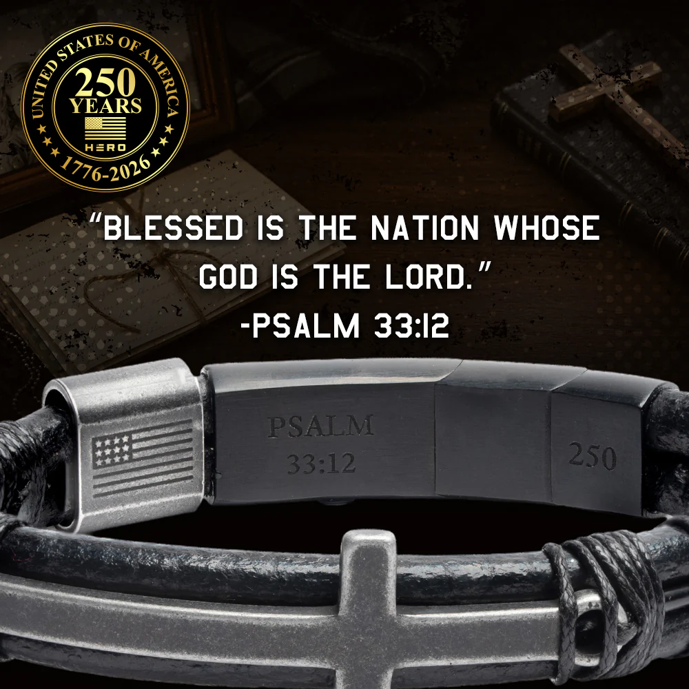 USA 250th Anniversary- God & Country Leather Morse Code Urn Bracelet - Image 4