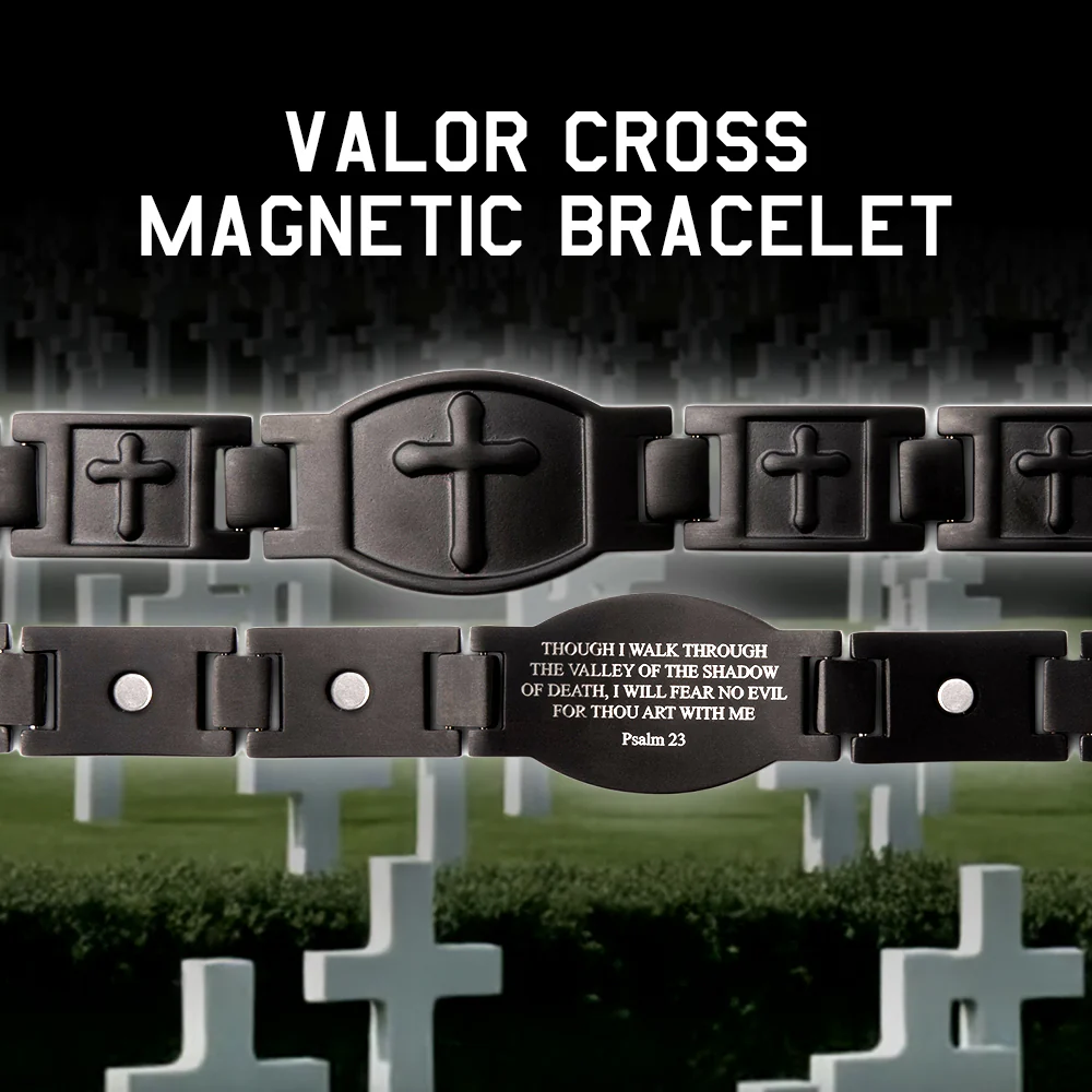 Valor Cross Magnetic Black Bracelet - Image 4