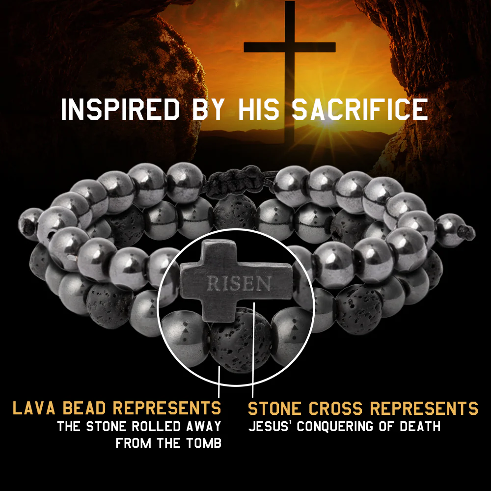 Easter He Is Risen Set-  He is Risen & Invictus Unconquered Bracelet Set : Helps Pair Veterans With A Service Dog Or Shelter Dog - Image 5
