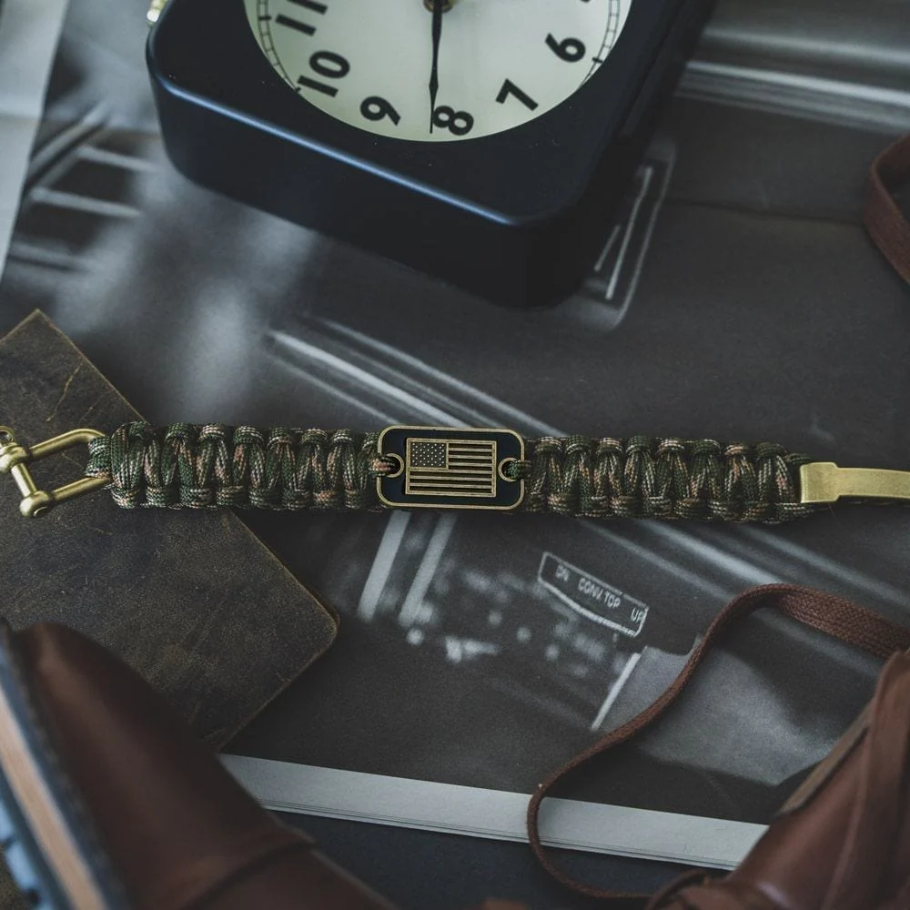 The Hero Company-Camo Paracord Bronze Flag Bracelet- Helps Pair Veterans With A Companion Dog- Faire - Image 3