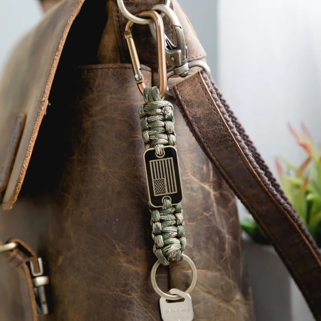 Camo Paracord Bronze Flag Keychain - Helps Pair Veterans with a Service Dog or Shelter Dog - Image 3