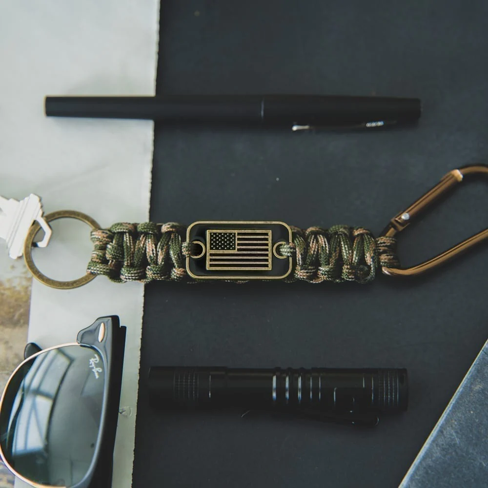 Camo Paracord Bronze Flag Keychain - Helps Pair Veterans with a Service Dog or Shelter Dog - Image 4