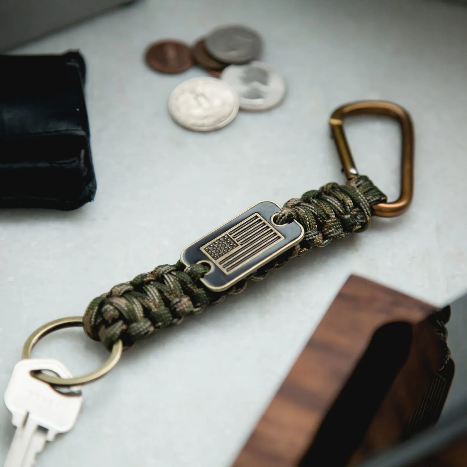 Camo Paracord Bronze Flag Keychain - Helps Pair Veterans with a Service Dog or Shelter Dog - Image 5