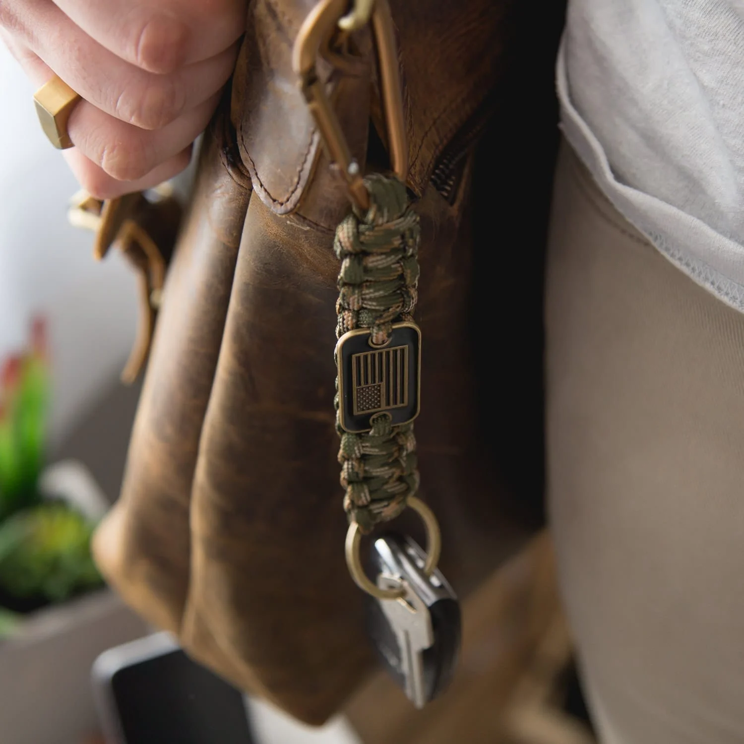 Camo Paracord Bronze Flag Keychain - Helps Pair Veterans with a Service Dog or Shelter Dog - Image 6