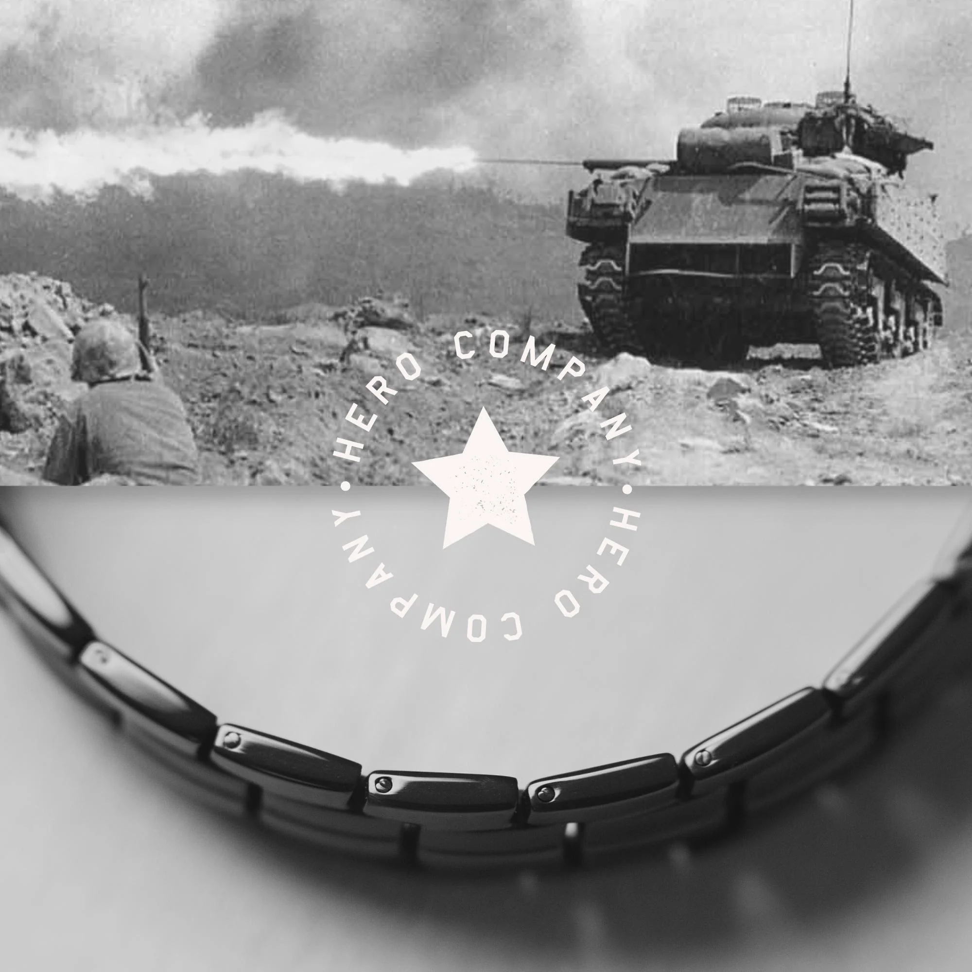 FREE Sherman Tank Track Titanium Magnetic Bracelet with Purchase of Hero Company American Flag Dogs & Freedom Black Tee - Image 10