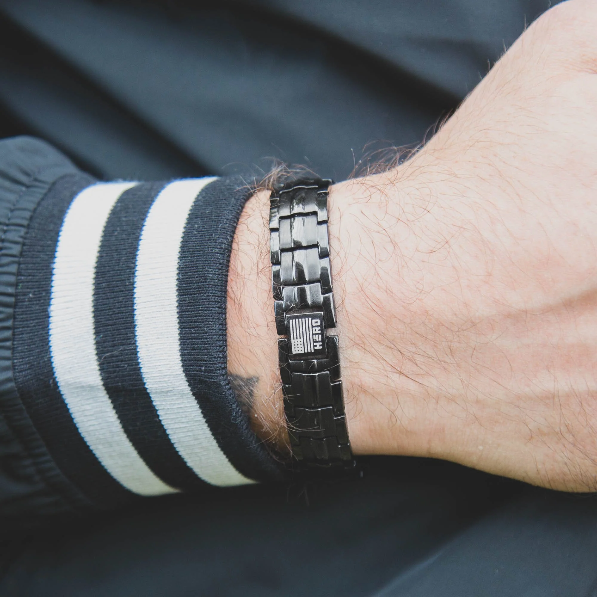 FREE Sherman Tank Track Titanium Magnetic Bracelet with Purchase of Hero Company American Flag Dogs & Freedom Black Tee - Image 11