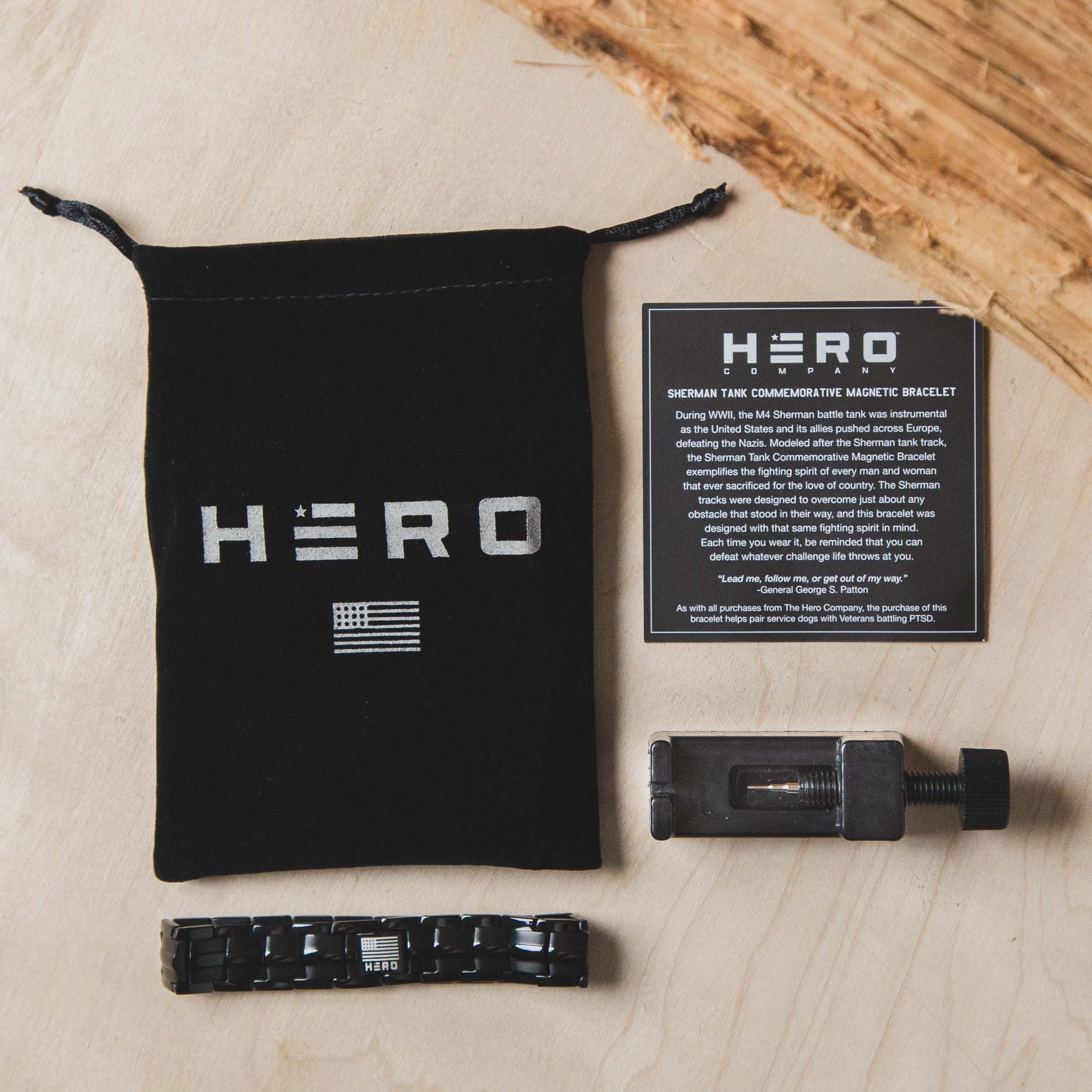 FREE Sherman Tank Track Titanium Magnetic Bracelet with Purchase of Hero Company American Flag Dogs & Freedom Black Tee - Image 12