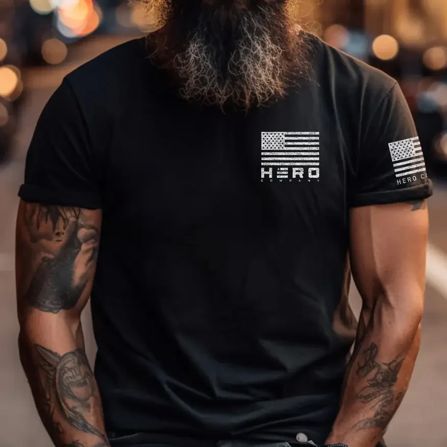 FREE Sherman Tank Track Titanium Magnetic Bracelet with Purchase of Hero Company American Flag Dogs & Freedom Black Tee - Image 4