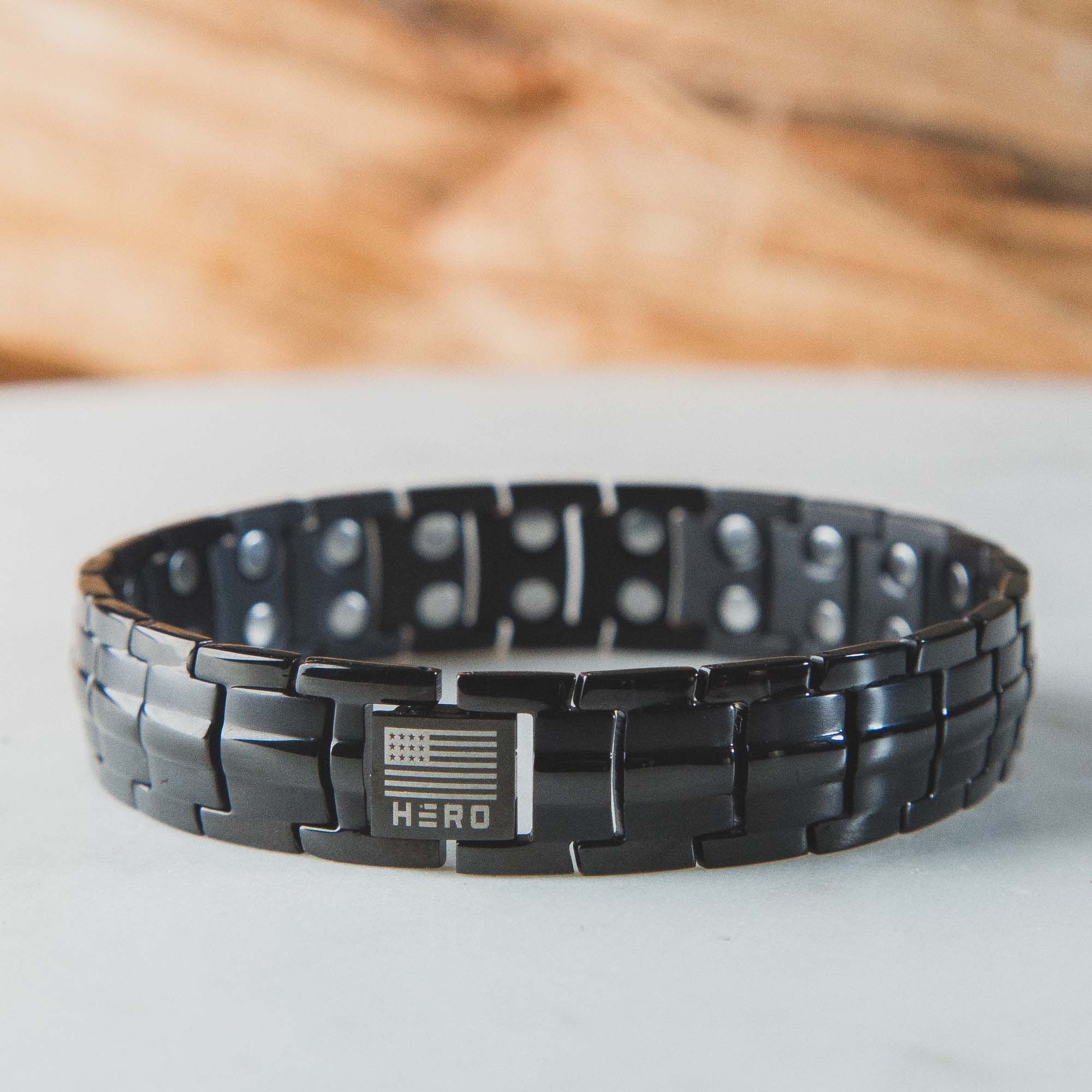 FREE Sherman Tank Track Titanium Magnetic Bracelet with Purchase of Hero Company American Flag Dogs & Freedom Black Tee - Image 6