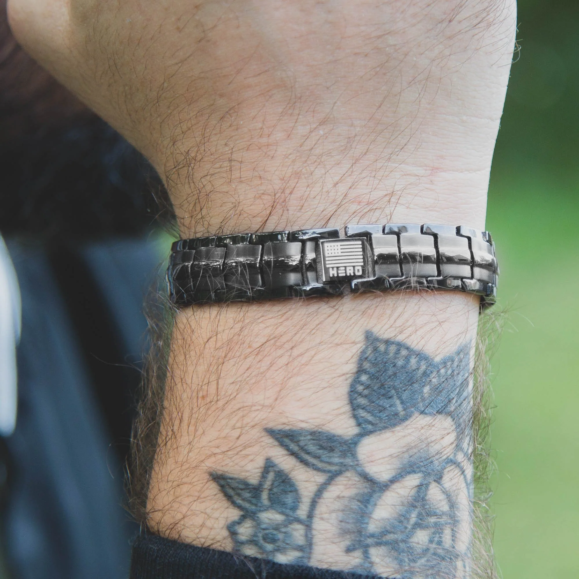 FREE Sherman Tank Track Titanium Magnetic Bracelet with Purchase of Hero Company American Flag Dogs & Freedom Black Tee - Image 8