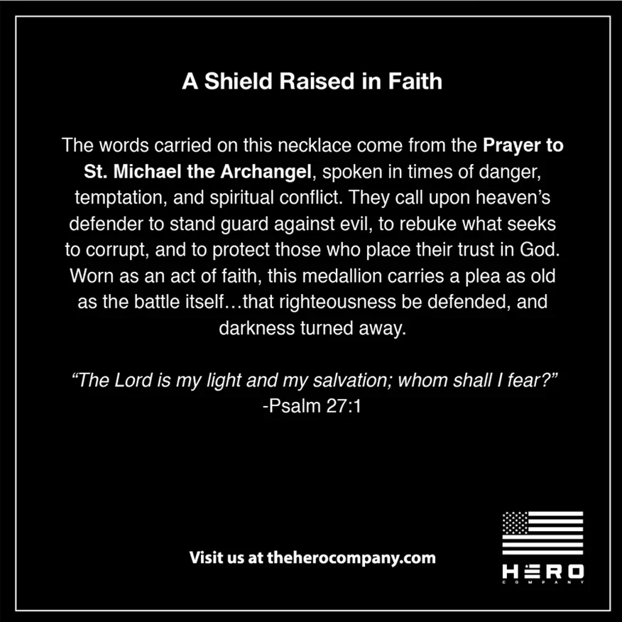 FREE  St. Michael’s Shield Defend Us In Battle Necklace with Purchase of Men's Saint Michaels Tee : Helps Pair Veterans With A Service Dog or Shelter Dog - Image 13