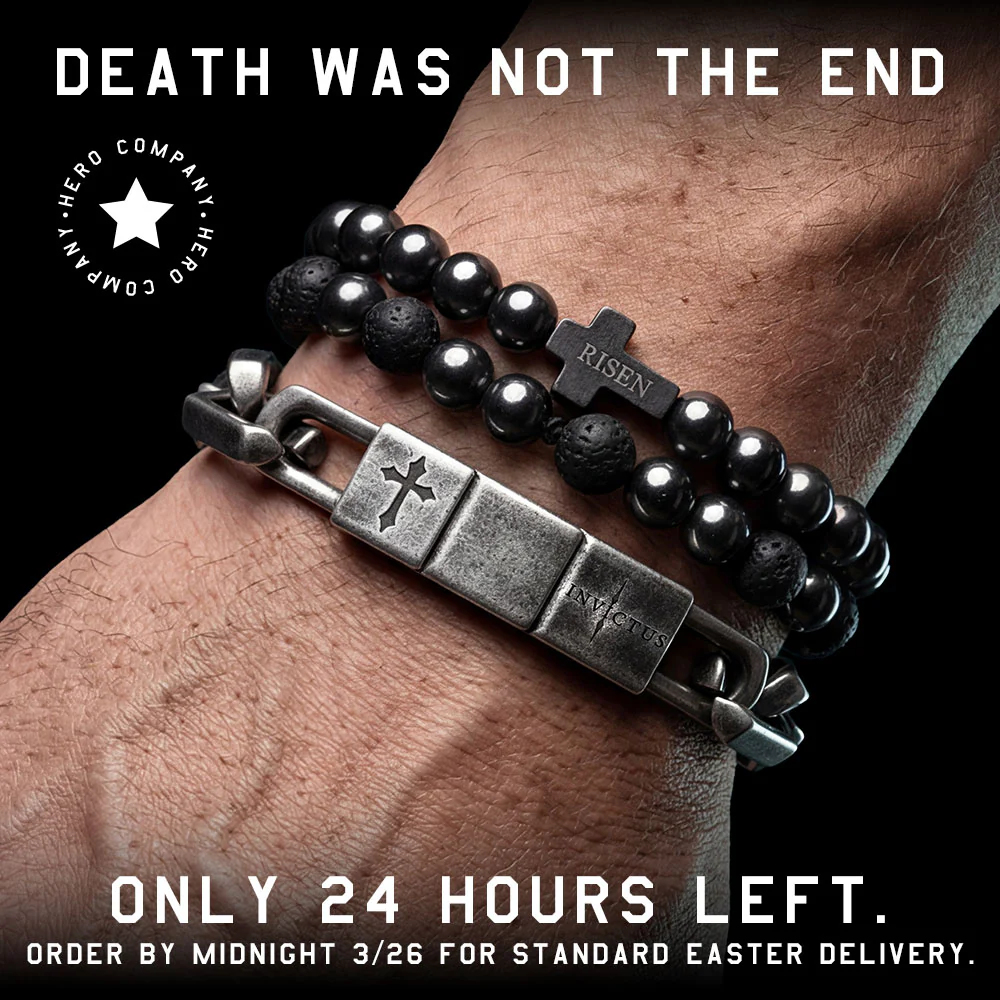 Easter He Is Risen Set-  He is Risen & Invictus Unconquered Bracelet Set : Helps Pair Veterans With A Service Dog Or Shelter Dog
