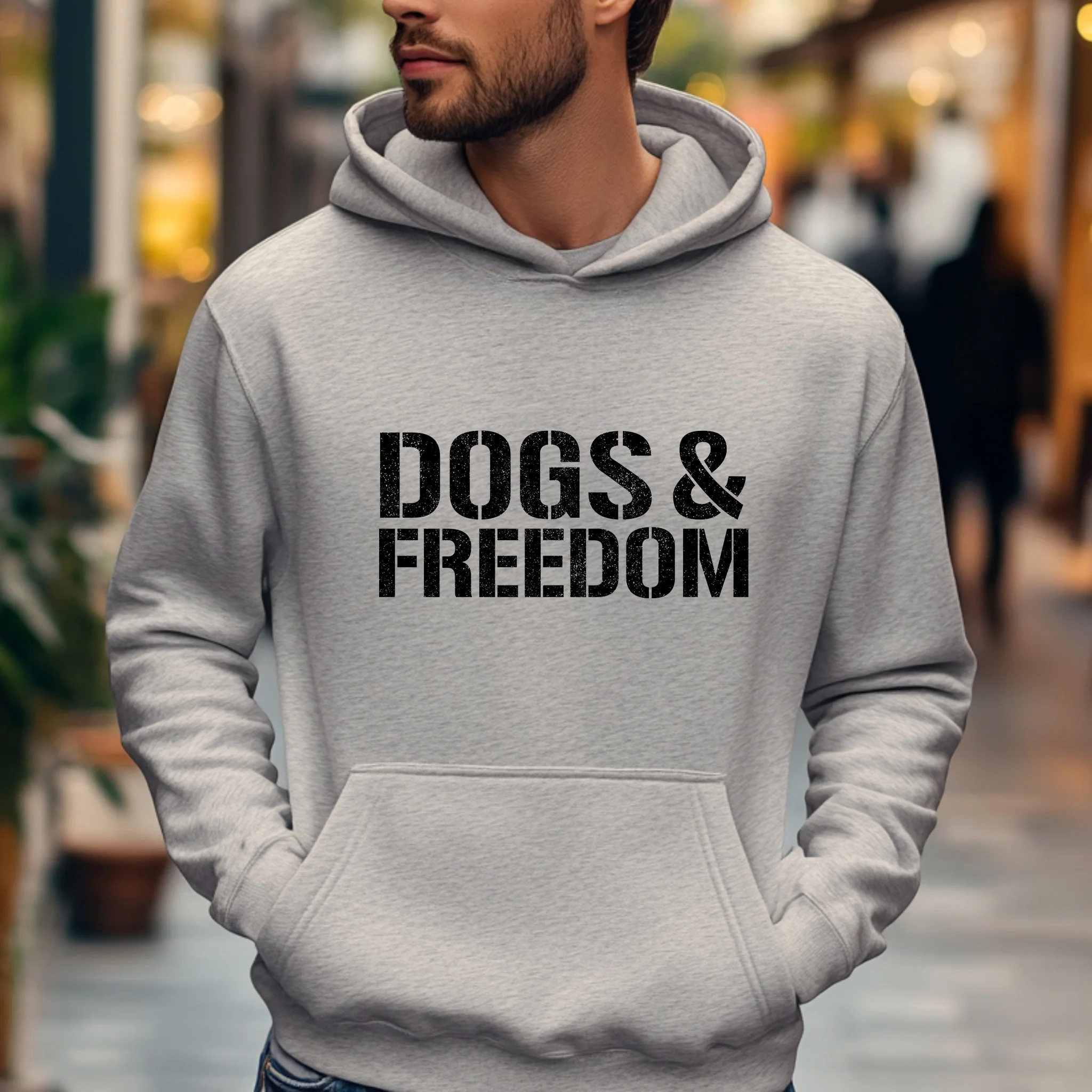 Hero Company Men's Dogs & Freedom Heather Grey Premium Hoodie