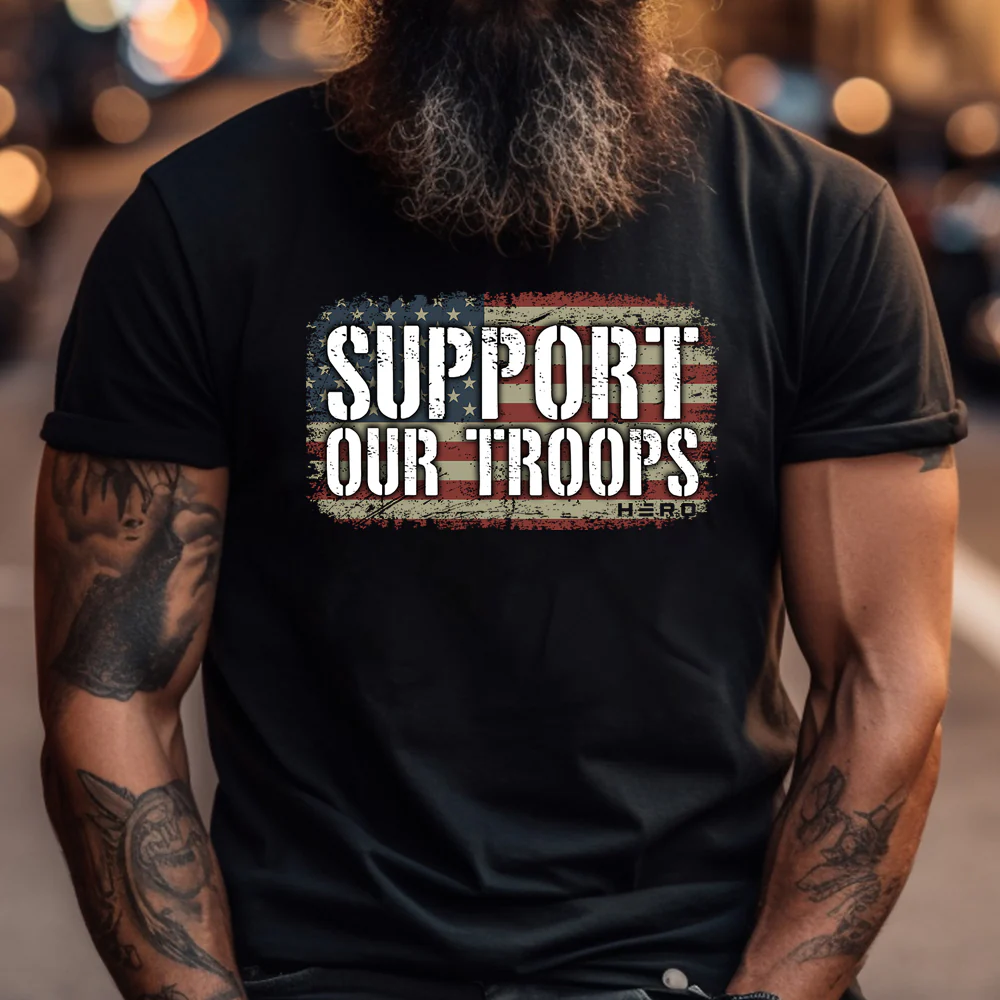 Support Our Troops Patriot Black Tee