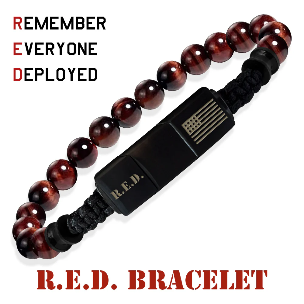Military Appreciation DEAL! R.E.D. Tiger's Eye Never Forget Bracelet and Never Retreat Alpha Wolf Cuban Link Necklace: Helps Pair Veterans With A Service Dog Or Shelter Dog - Image 2