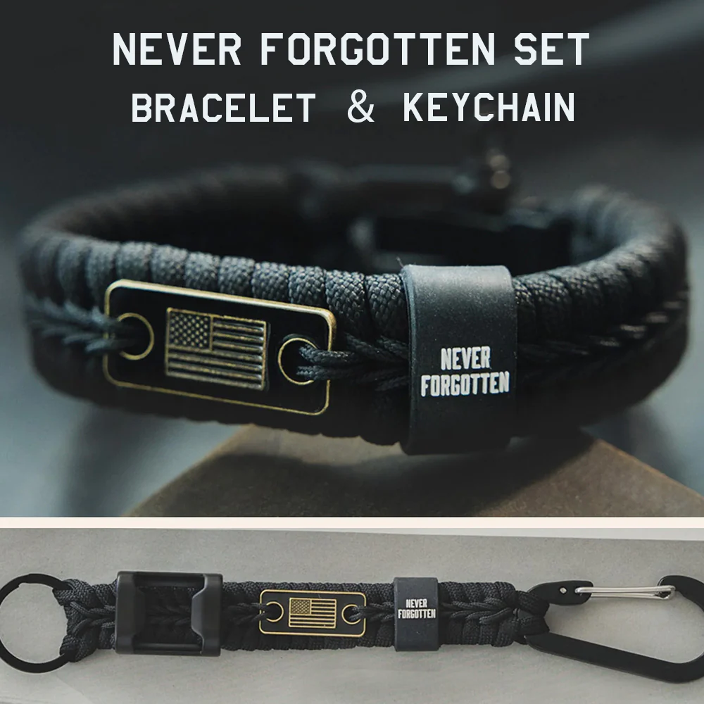 Never Forgotten Black Paracord Bracelet With Matching Keychain - Image 2