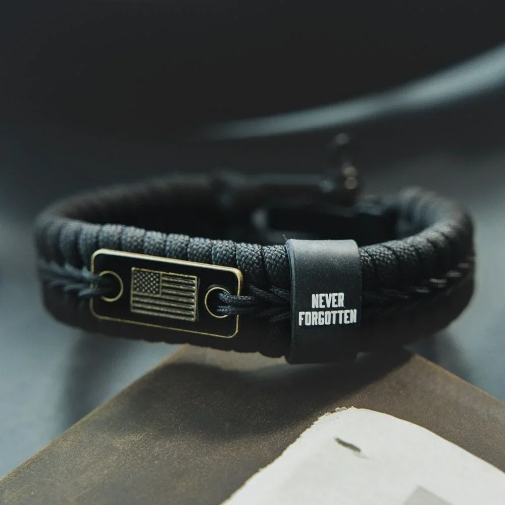 Never Forgotten Black Paracord Bracelet With Matching Keychain - Image 3