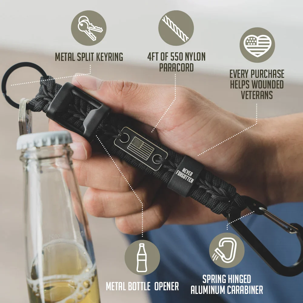 Never Forgotten Black Paracord Bracelet With Matching Keychain - Image 4
