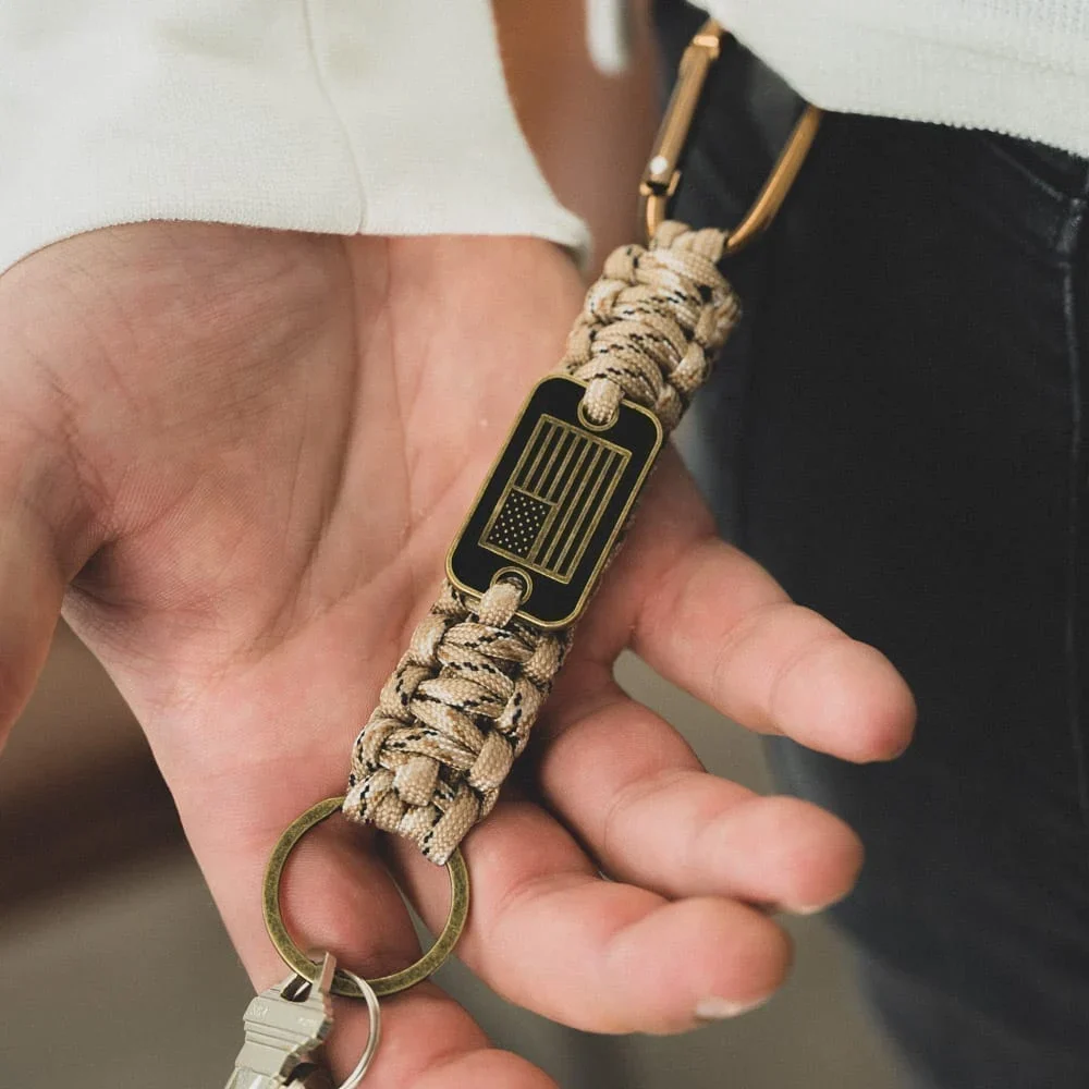 Desert Camo Paracord Bronze Flag Bracelet & Get A Free Matching Keychain - Helps Pair Veterans With A Service Dog Or Shelter Dog - Image 2