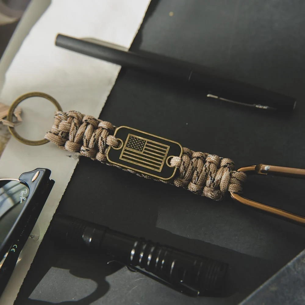 Desert Camo Paracord Bronze Flag Bracelet & Get A Free Matching Keychain - Helps Pair Veterans With A Service Dog Or Shelter Dog - Image 3